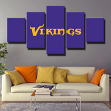 Minnesota Vikings Name NFL Football Team Logo 5 Piece Canvas Wall Art Painting Wallpaper Poster Picture Print Photo Decor