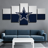 Dallas Cowboys NFL Sports Team Logo White And Blue 5 Piece Canvas Wall Art Painting Wallpaper Poster Picture Print Photo Decor