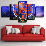 Chicago Bears Logo NFL Football Sports Cityscape 5 Piece Canvas Wall Art Painting Wallpaper Poster Picture Print Photo Decor