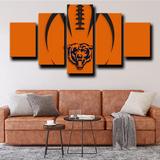 Chicago Bears NFL Football Sports Team Orange Logo 5 Piece Canvas Wall Art Painting Wallpaper Poster Picture Print Photo Decor