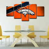 NFL Football Sports Team Denver Broncos Logo 5 Piece Canvas Wall Art Painting Wallpaper Poster Picture Print Photo Decor