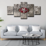 NFL American Sports Team San Francisco 49ers Logo 5 Piece Canvas Wall Art Painting Wallpaper Poster Picture Print Photo Decor
