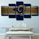NFL Football Sports Team Logo Los Angeles Rams 5 Piece Canvas Wall Art Painting Wallpaper Poster Picture Print Photo Decor