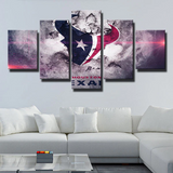 Houston Texans NFL Football Sports Team Logo Split 5 Piece Canvas Wall Art Painting Wallpaper Poster Picture Print Photo Decor