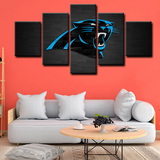 Carolina Panthers NFL Football Sports Team Black& Blue Logo 5 Piece Canvas Wall Art Painting Wallpaper Poster Picture Print Photo Decor