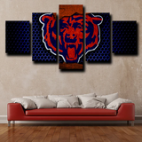 Chicago Bears Logo NFL Football Sports Team 5 Piece Canvas Wall Art Painting Wallpaper Poster Picture Print Photo Decor