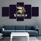 Minnesota Vikings NFL Football Team Purple Logo 5 Piece Canvas Wall Art Painting Wallpaper Poster Picture Print Photo Decor