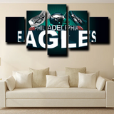 NFL Football Team Logo Philadelphia Eagles Crest 5 Piece Canvas Wall Art Painting Wallpaper Poster Picture Print Photo Decor