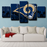 Los Angeles Rams Logo NFL Football Sports Night City 5 Piece Canvas Wall Art Painting Wallpaper Poster Picture Print Photo Decor