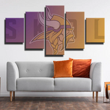 Minnesota Vikings NFL Football Sports Team Logo 5 Piece Canvas Wall Art Painting Wallpaper Poster Picture Print Photo Decor