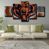 NFL Football Sports Team Chicago Bears Logo 5 Piece Canvas Wall Art Painting Wallpaper Poster Picture Print Photo Decor