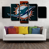 Miami Dolphins NFL Football Team Logo Sports 5 Piece Canvas Wall Art Painting Wallpaper Poster Picture Print Photo Decor