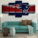 New England Patriots NFL Football Team Logo 5 Piece Canvas Wall Art Painting Wallpaper Poster Picture Print Photo Decor
