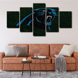 NFL Carolina Panthers Team Logo Football Sports 5 Piece Canvas Wall Art Painting Wallpaper Poster Picture Print Photo Decor