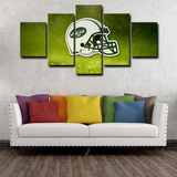 New York Jets NFL Football Sports Team Logo Helmet 5 Piece Canvas Wall Art Painting Wallpaper Poster Picture Print Photo Decor