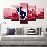 Houston Texans NFL Football Sports Team Logo Red City 5 Piece Canvas Wall Art Painting Wallpaper Poster Picture Print Photo Decor