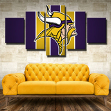 NFL American Football Team Minnesota Vikings Logo 5 Piece Canvas Wall Art Painting Wallpaper Poster Picture Print Photo Decor