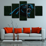 NFL Carolina Panthers Team Logo Football Sports 5 Piece Canvas Wall Art Painting Wallpaper Poster Picture Print Photo Decor
