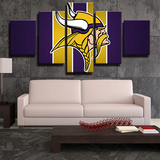 NFL American Football Team Minnesota Vikings Logo 5 Piece Canvas Wall Art Painting Wallpaper Poster Picture Print Photo Decor