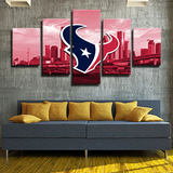 Houston Texans NFL Football Sports Team Logo Red City 5 Piece Canvas Wall Art Painting Wallpaper Poster Picture Print Photo Decor