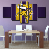 NFL American Football Team Minnesota Vikings Logo 5 Piece Canvas Wall Art Painting Wallpaper Poster Picture Print Photo Decor