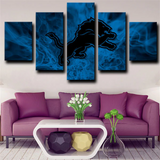 Detroit Lions NFL Sports Team Creative Design Logo 5 Piece Canvas Wall Art Painting Wallpaper Poster Picture Print Photo Decor