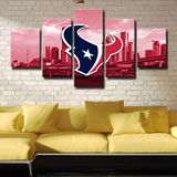 Houston Texans NFL Football Sports Team Logo Red City 5 Piece Canvas Wall Art Painting Wallpaper Poster Picture Print Photo Decor