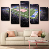 Detroit Lions NFL Sports Stadium And American Flag 5 Piece Canvas Wall Art Painting Wallpaper Poster Picture Print Photo Decor
