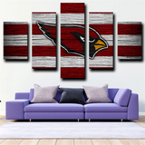 NFL Arizona Cardinals Sports Team Red & White Logo 5 Piece Canvas Wall Art Painting Wallpaper Poster Picture Print Photo Decor