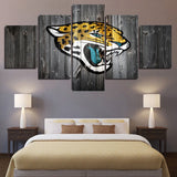 NFL Football Team Jacksonville Jaguars Logo 5 Piece Canvas Wall Art Painting Wallpaper Poster Picture Print Photo Decor