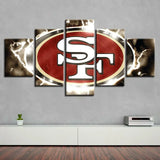 NFL Football Team Logo San Francisco 49ers 5 Piece Canvas Wall Art Painting Wallpaper Poster Picture Print Photo Decor