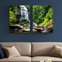 2 Piece Waterfall Canvas Wall Art Pictures Wallpaper Murals Decoration Design Artwork Posters Photos Decor Prints Gifts Paintings Photography Images
