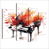 Colorful Piano Abstract Art Music Framed 4 Piece Canvas Wall Art Painting Wallpaper Poster Picture Print Photo Decor