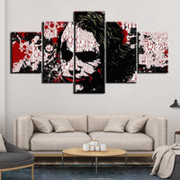 Heath Ledger Joker Batman Abstract Framed 5 Piece Movie Canvas Wall Art Painting Wallpaper Poster Picture Print Photo Decor