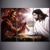 Jesus Vs Satan Christian Religion Faith Framed 3 Piece Canvas Wall Art Print Photo Decor Painting Wallpaper Poster Picture