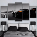 Black Luxury Lamborghini Sports Car Framed 5 Piece Canvas Wall Art - 5 Panel Canvas Wall Art - FabTastic.Co