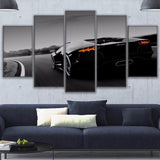 Black Luxury Lamborghini Sports Car Framed 5 Piece Canvas Wall Art - 5 Panel Canvas Wall Art - FabTastic.Co