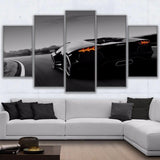 Black Luxury Lamborghini Sports Car Framed 5 Piece Canvas Wall Art - 5 Panel Canvas Wall Art - FabTastic.Co