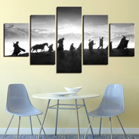 Lord Of The Rings Characters On Mountian Framed 5 Piece Canvas Wall Art Painting Wallpaper Poster Picture Print Photo Decor