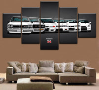 Nissan Skyline GTR Evolution Framed 5 Piece Sports Car Canvas Wall Art Painting Wallpaper Poster Picture Print Photo Decor