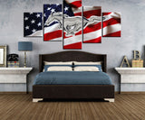 USA Mustang American United States Flag Framed 5 Piece Canvas Wall Art - 5 Panel Canvas Wall Art - FabTastic.Co