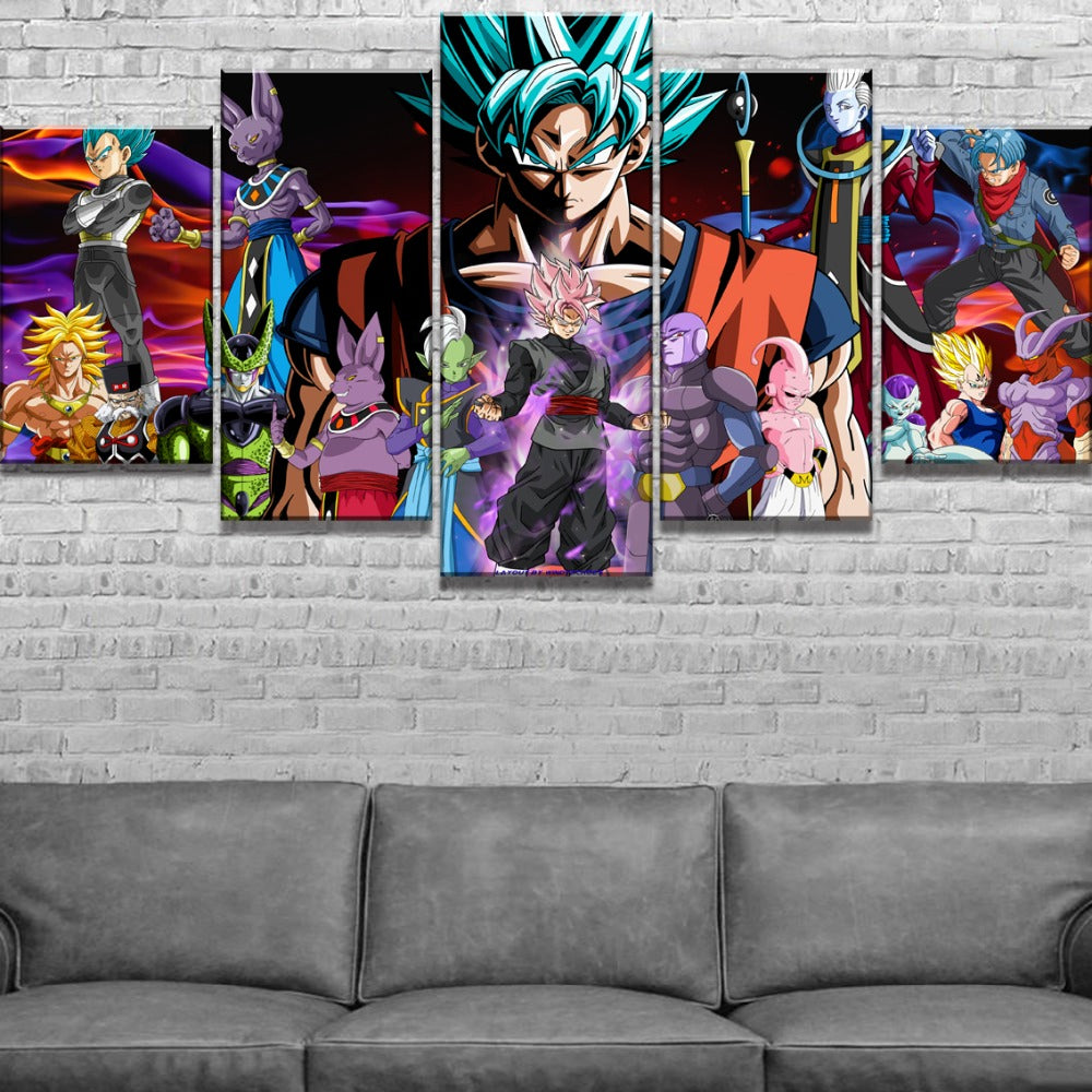 Dragon Ball Z Cartoon Characters Anime Framed 5 Piece Canvas Wall Art ...