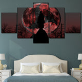 Anime Naruto Itachi Uchiha Moon Framed 5 Piece Canvas Wall Art Image Picture Wallpaper Mural Decoration Artwork Poster Decor Print Painting Photography