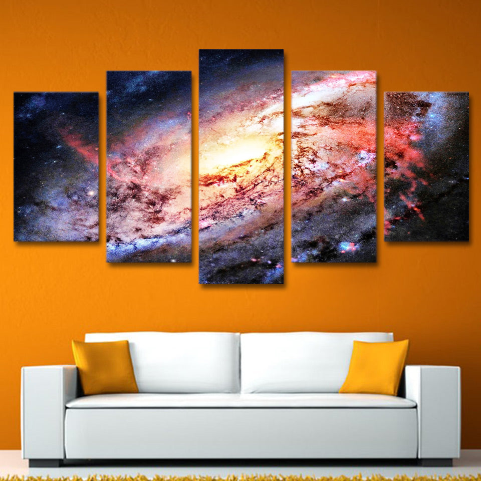 Outer Space Galaxy Stars Universe Framed 5 Piece Canvas Wall Art Paint ...