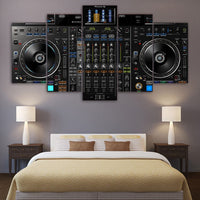 DJ Music Room Stereo Player Framed 5 Piece Canvas Wall Art Picture Painting Print Decor