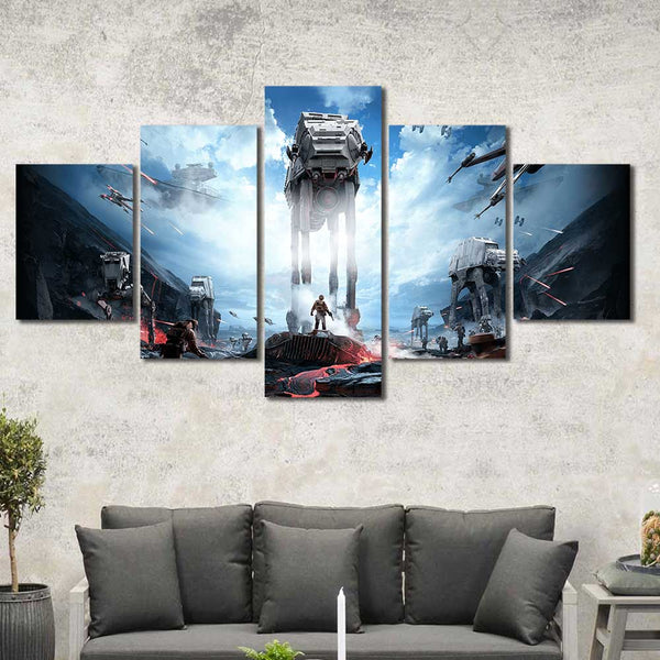 Epic Star Wars Battle Scene 5 Piece Canvas Wall Art Painting Wallpaper Poster Picture Print Photo Decor