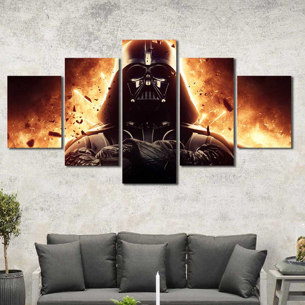 Fiery Flaming Darth Vader 5 Piece Canvas Wall Art Painting Wallpaper Poster Picture Print Photo Decor