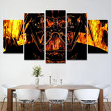 Darth Vader Fiery Flaming Star Wars 5 Piece Canvas Wall Art Painting Wallpaper Poster Picture Print Photo Decor