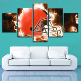 Cleveland Browns NFL Team Thunder Electric Helmet 5 Piece Canvas Wall Art Painting Wallpaper Poster Picture Print Photo Decor