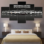 Honda Civic Evolution Car Enthusiasts 5 Piece Canvas Wall Art Painting Wallpaper Poster Picture Print Photo Decor